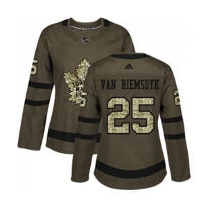 Women Adidas Toronto Maple Leafs #25 James Van Riemsdyk Authentic Green Salute to Service NHL Jersey