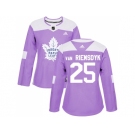 Women Adidas Toronto Maple Leafs #25 James Van Riemsdyk Purple Authentic Fights Cancer Stitched NHL Jersey