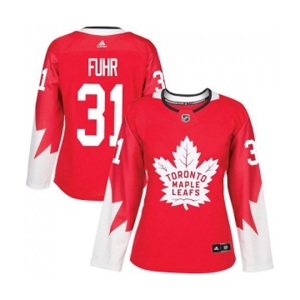 Women Adidas Toronto Maple Leafs #31 Grant Fuhr Authentic Red Alternate NHL Jersey
