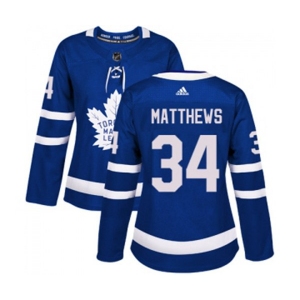 Women Adidas Toronto Maple Leafs #34 Auston Matthews Authentic Royal Blue Home NHL Jersey