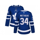 Women Adidas Toronto Maple Leafs #34 Auston Matthews Blue Home Authentic Stitched NHL Jersey