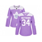 Women Adidas Toronto Maple Leafs #34 Auston Matthews Purple Authentic Fights Cancer Stitched NHL Jersey