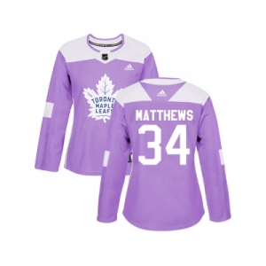 Women Adidas Toronto Maple Leafs #34 Auston Matthews Purple Authentic Fights Cancer Stitched NHL Jersey