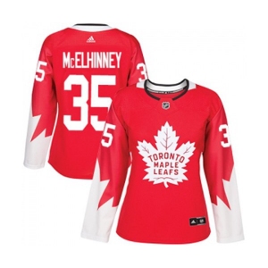 Women Adidas Toronto Maple Leafs #35 Curtis McElhinney Authentic Red Alternate NHL Jersey