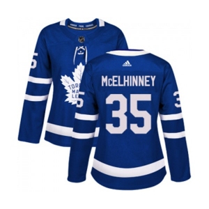 Women Adidas Toronto Maple Leafs #35 Curtis McElhinney Authentic Royal Blue Home NHL Jersey