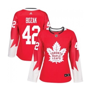 Women Adidas Toronto Maple Leafs #42 Tyler Bozak Authentic Red Alternate NHL Jersey