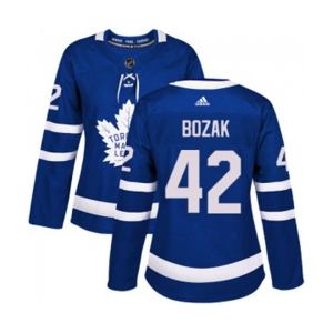 Women Adidas Toronto Maple Leafs #42 Tyler Bozak Authentic Royal Blue Home NHL Jersey