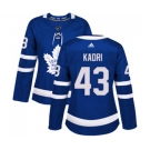 Women Adidas Toronto Maple Leafs #43 Nazem Kadri Authentic Royal Blue Home NHL Jersey