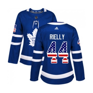 Women Adidas Toronto Maple Leafs #44 Morgan Rielly Authentic Royal Blue USA Flag Fashion NHL Jersey