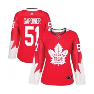 Women Adidas Toronto Maple Leafs #51 Jake Gardiner Authentic Red Alternate NHL Jersey