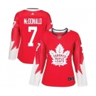 Women Adidas Toronto Maple Leafs #7 Lanny McDonald Authentic Red Alternate NHL Jersey