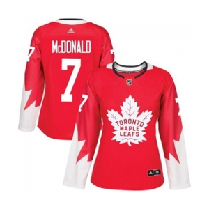 Women Adidas Toronto Maple Leafs #7 Lanny McDonald Authentic Red Alternate NHL Jersey