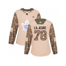 Women Adidas Toronto Maple Leafs #78 Timothy Liljegren Authentic Camo Veterans Day Practice NHL Jersey