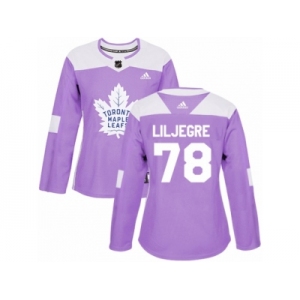 Women Adidas Toronto Maple Leafs #78 Timothy Liljegren Authentic Purple Fights Cancer Practice NHL Jersey