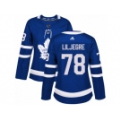 Women Adidas Toronto Maple Leafs #78 Timothy Liljegren Authentic Royal Blue Home NHL Jersey