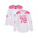 Women Adidas Toronto Maple Leafs #78 Timothy Liljegren Authentic White Pink Fashion NHL Jersey