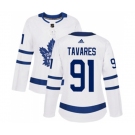 Women Adidas Toronto Maple Leafs #91 John Tavares Authentic White Away NHL Jersey