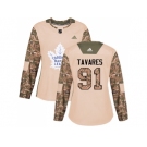 Women Adidas Toronto Maple Leafs #91 John Tavares Camo Authentic 2017 Veterans Day Stitched NHL Jersey