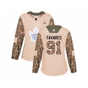 Women Adidas Toronto Maple Leafs #91 John Tavares Camo Authentic 2017 Veterans Day Stitched NHL Jersey