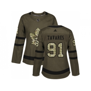 Women Adidas Toronto Maple Leafs #91 John Tavares Green Salute to Service Stitched NHL Jersey