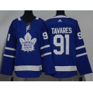 Women Adidas Toronto Maple Leafs #91 Tavares Authentic Royal Blue Home NHL Jersey