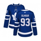 Women Adidas Toronto Maple Leafs #93 Doug Gilmour Authentic Royal Blue Home NHL Jersey