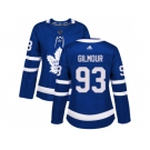 Women Adidas Toronto Maple Leafs #93 Doug Gilmour Blue Home Authentic Stitched NHL Jersey