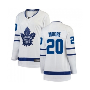 Women Toronto Maple Leafs #20 Dominic Moore Authentic White Away Fanatics Branded Breakaway NHL Jersey