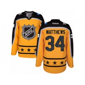 Women's Reebok Toronto Maple Leafs #34 Auston Matthews Authentic Yellow Atlantic Division 2017 All-Star NHL Jersey