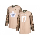 Youth Adidas Toronto Maple Leafs #17 Wendel Clark Camo Authentic 2017 Veterans Day Stitched NHL Jersey
