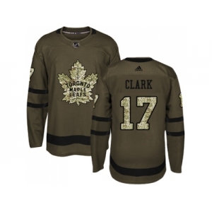 Youth Adidas Toronto Maple Leafs #17 Wendel Clark Green Salute to Service Stitched NHL Jersey