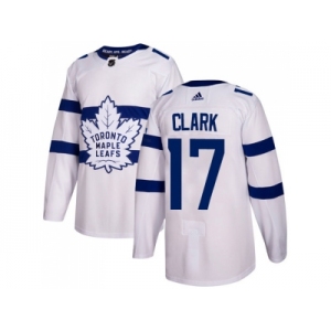 Youth Adidas Toronto Maple Leafs #17 Wendel Clark White Authentic 2018 Stadium Series Stitched NHL Jersey