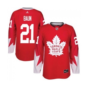 Youth Adidas Toronto Maple Leafs #21 Bobby Baun Authentic Red Alternate NHL Jersey