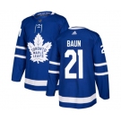 Youth Adidas Toronto Maple Leafs #21 Bobby Baun Authentic Royal Blue Home NHL Jersey