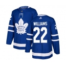Youth Adidas Toronto Maple Leafs #22 Tiger Williams Authentic Royal Blue Home NHL Jersey