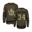 Youth Adidas Toronto Maple Leafs #34 Auston Matthews Authentic Green Salute to Service NHL Jersey