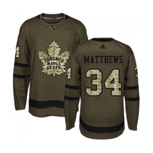 Youth Adidas Toronto Maple Leafs #34 Auston Matthews Authentic Green Salute to Service NHL Jersey