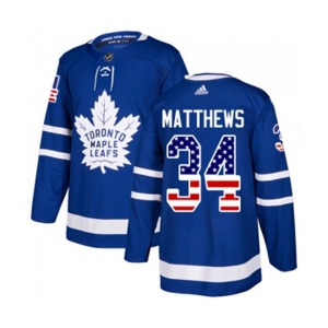 Youth Adidas Toronto Maple Leafs #34 Auston Matthews Authentic Royal Blue USA Flag Fashion NHL Jersey