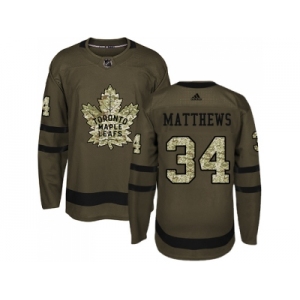 Youth Adidas Toronto Maple Leafs #34 Auston Matthews Green Salute to Service Stitched NHL Jersey