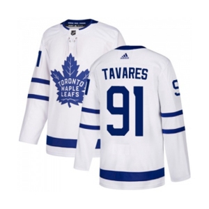 Youth Adidas Toronto Maple Leafs #91 John Tavares Authentic White Away NHL Jersey