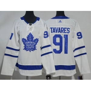 Youth Adidas Toronto Maple Leafs #91 Tavares Authentic Royal White Home NHL Jersey