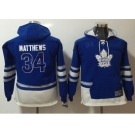 Youth Toronto Maple Leafs #34 Auston Matthews Blue Name & Number Pullover NHL Hoodie