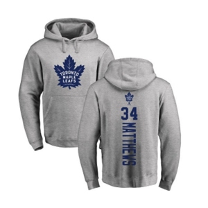 NHL Adidas Toronto Maple Leafs #34 Auston Matthews Ash Backer Pullover Hoodie