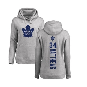 NHL Women Adidas Toronto Maple Leafs #34 Auston Matthews Ash Backer Pullover Hoodie