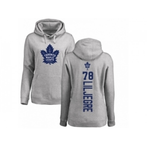 NHL Women Adidas Toronto Maple Leafs #78 Timothy Liljegren Ash Backer Pullover Hoodie