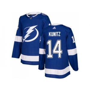 Men Adidas Tampa Bay Lightning #14 Chris Kunitz Blue Home Authentic Stitched NHL Jersey