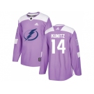 Men Adidas Tampa Bay Lightning #14 Chris Kunitz Purple Authentic Fights Cancer Stitched NHL Jersey