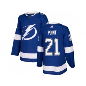 Men Adidas Tampa Bay Lightning #21 Brayden Point Blue Home Authentic Stitched NHL Jersey