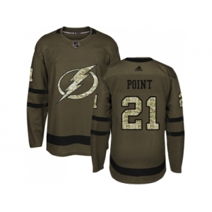 Men Adidas Tampa Bay Lightning #21 Brayden Point Green Salute to Service Stitched NHL Jersey
