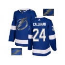 Men Adidas Tampa Bay Lightning #24 Ryan Callahan Blue Home Authentic Fashion Gold Stitched NHL Jersey